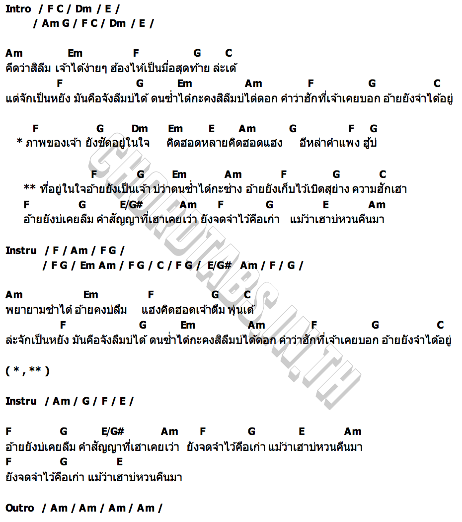 คอร์ด บ่เคยลืม เจมส์ ฟินชาแนล