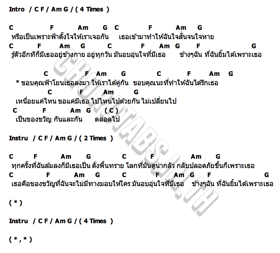 คอร์ด ของขวัญจากฟ้า FahProud