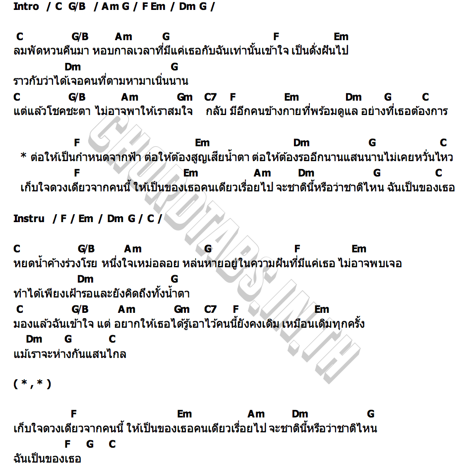 คอร์ด ฉันเป็นของเธอตลอดไป โจว ศิลป์กวี