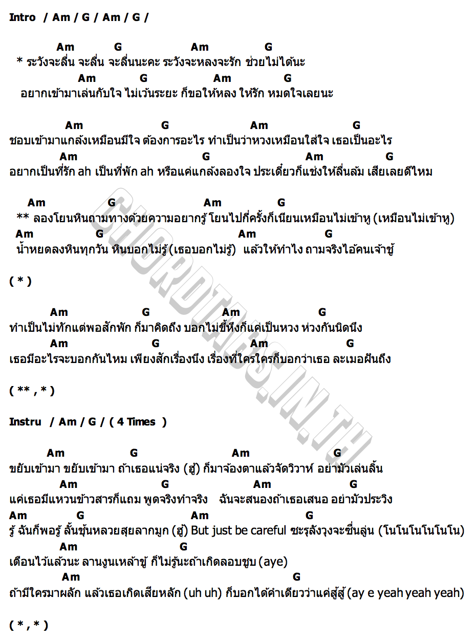 คอร์ด ระวังจะลื่น ACHIRAYA