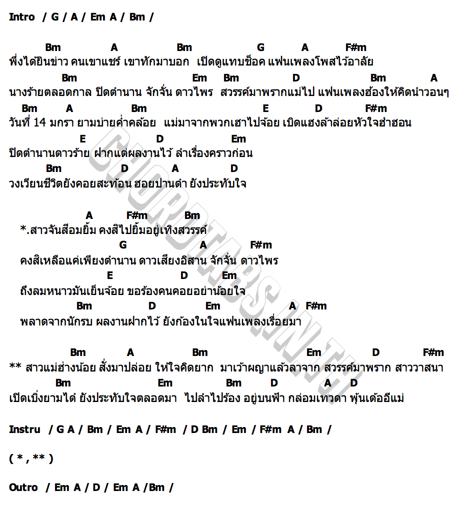คอร์ด คิดฮอดจั๊กจั่น ดาวไพร อ๊อฟ สุรพล