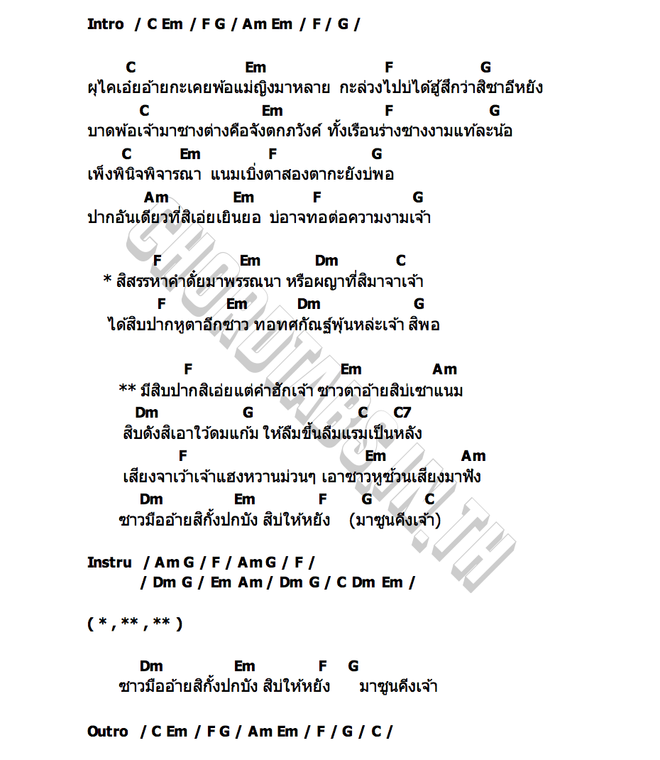 คอร์ด ทอทศกัณฐ์ หนุ่ม มีซอ