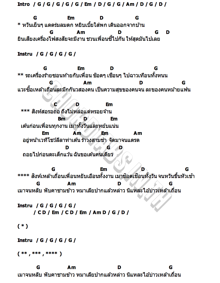 คอร์ด สิงห์เหล้าเถื่อน ธีเดช ทองอภิชาติ