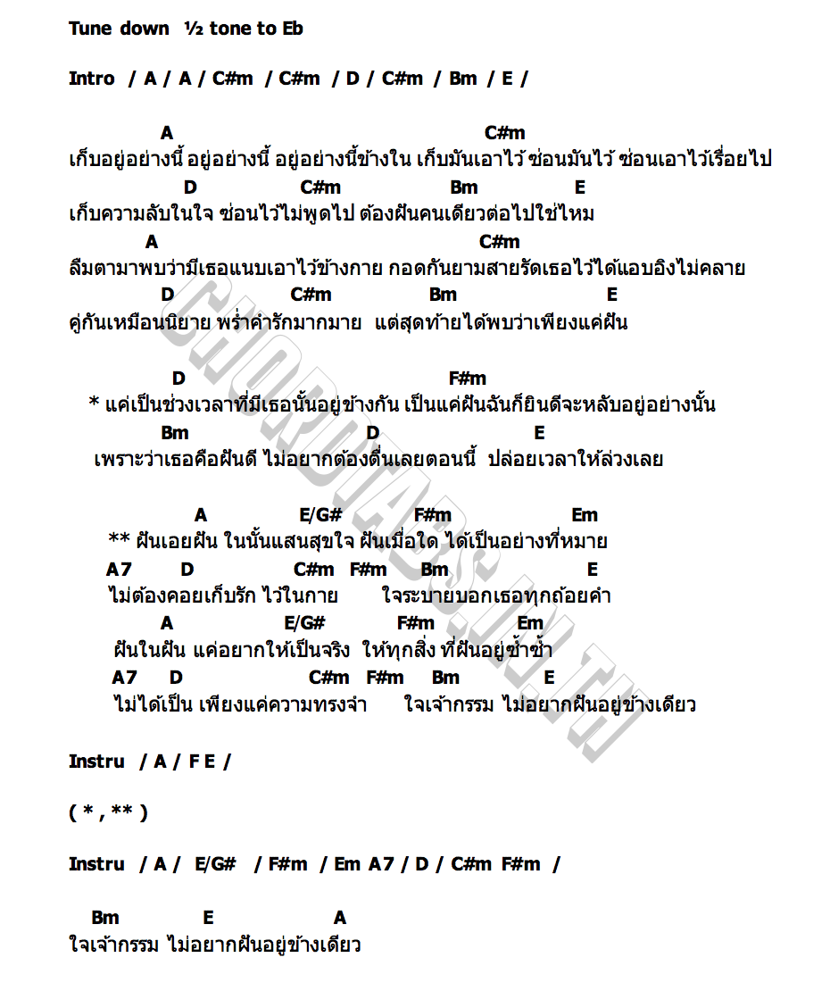 คอร์ด ฝันในฝัน Mix Sahaphap