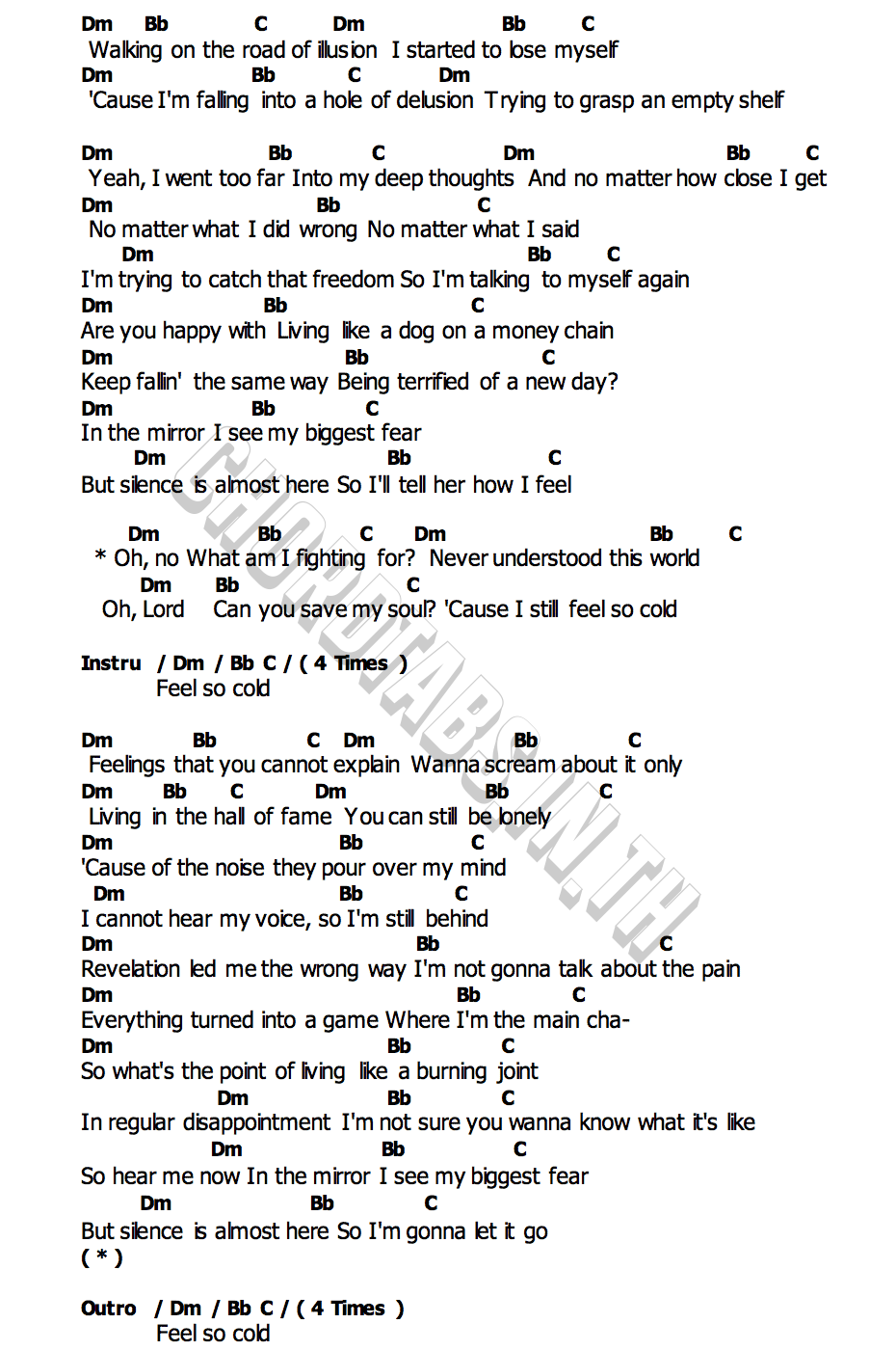 คอร์ด Feel so cold Carpetman