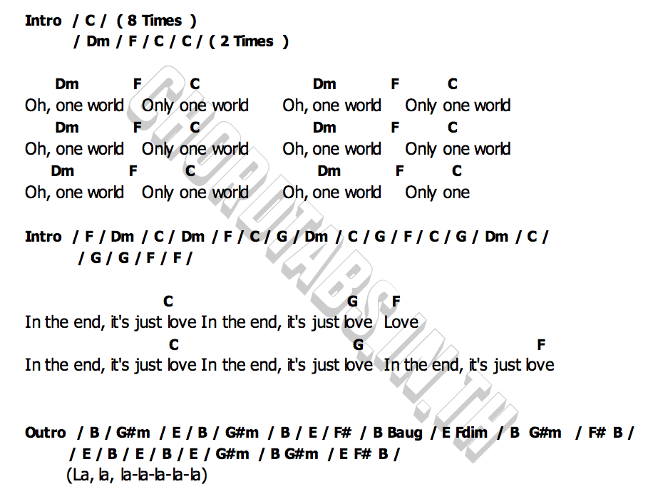 คอร์ด ONE WORLD Coldplay