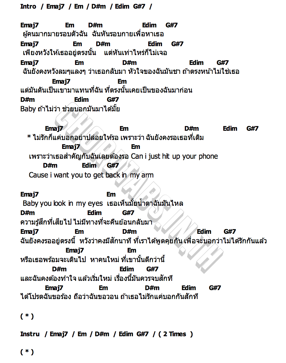 คอร์ด ไม่รักก็แค่บอก Jh4y