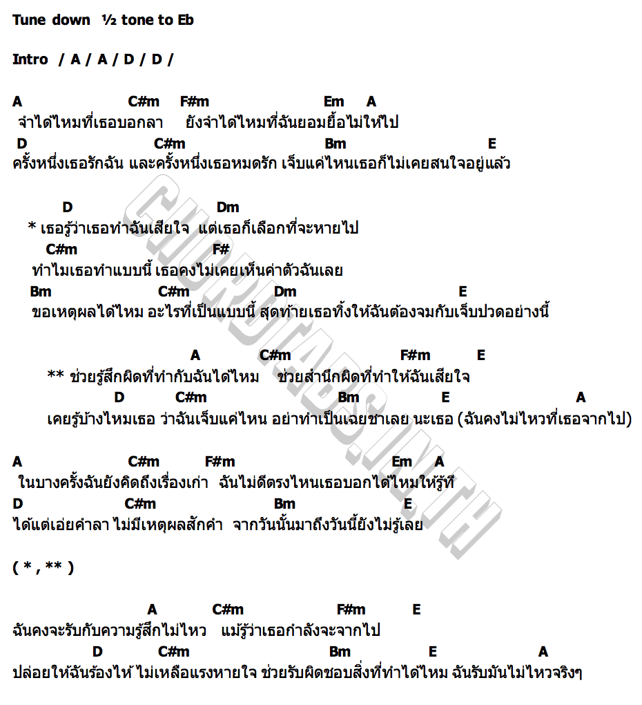 คอร์ด ช่วยรู้สึกผิด NOAH