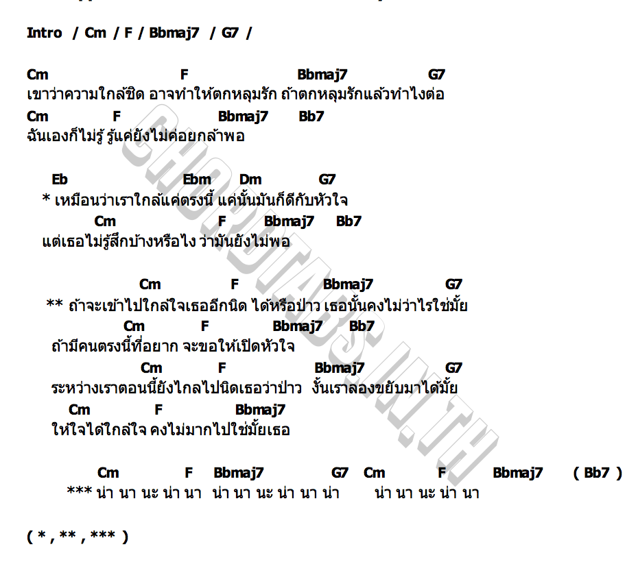 คอร์ด ใกล้ใจ Por Suppakarn