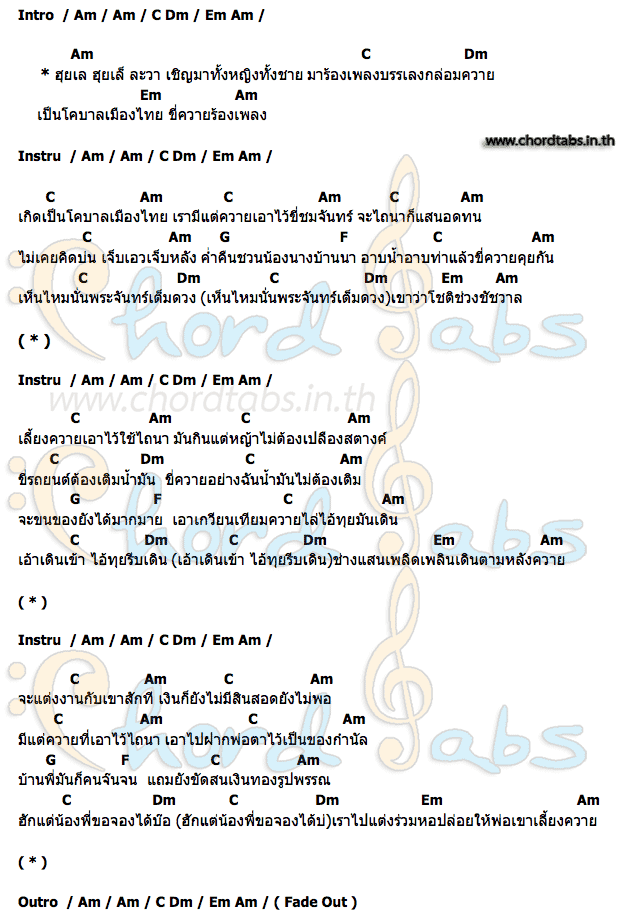 คอร์ด โคบาลเมืองไทย คาราบาว
