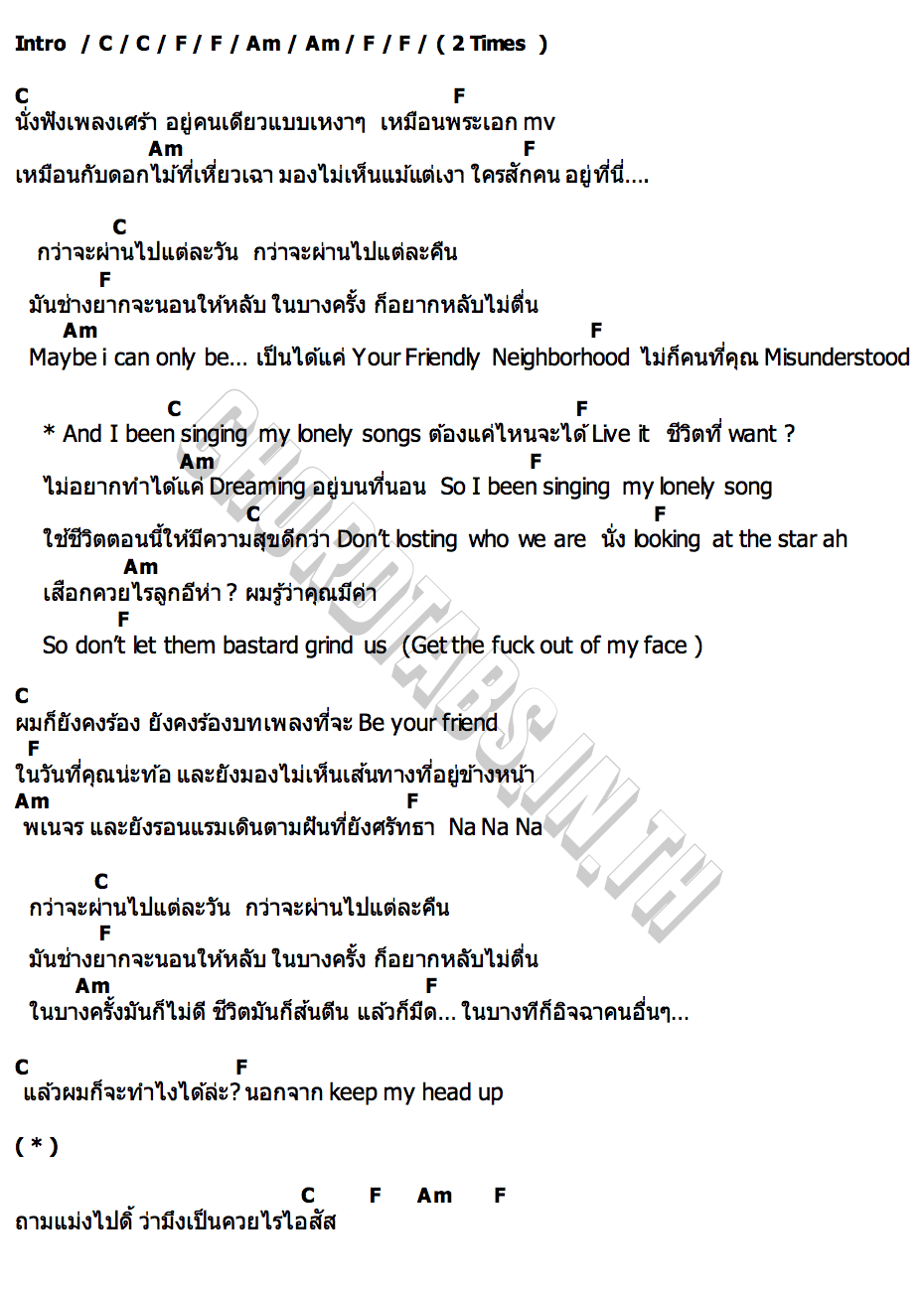 คอร์ด Misunderstood GH