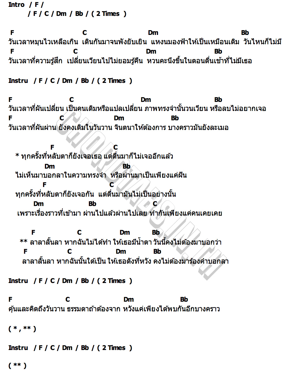คอร์ด วันเวลาหมุนไวเหลือเกิน ALONGARM