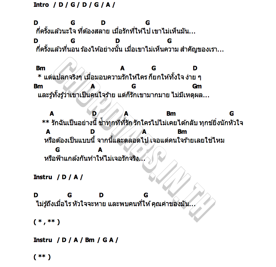 คอร์ด รักฉันเป็นอย่างนี้ เสมือนฝัน