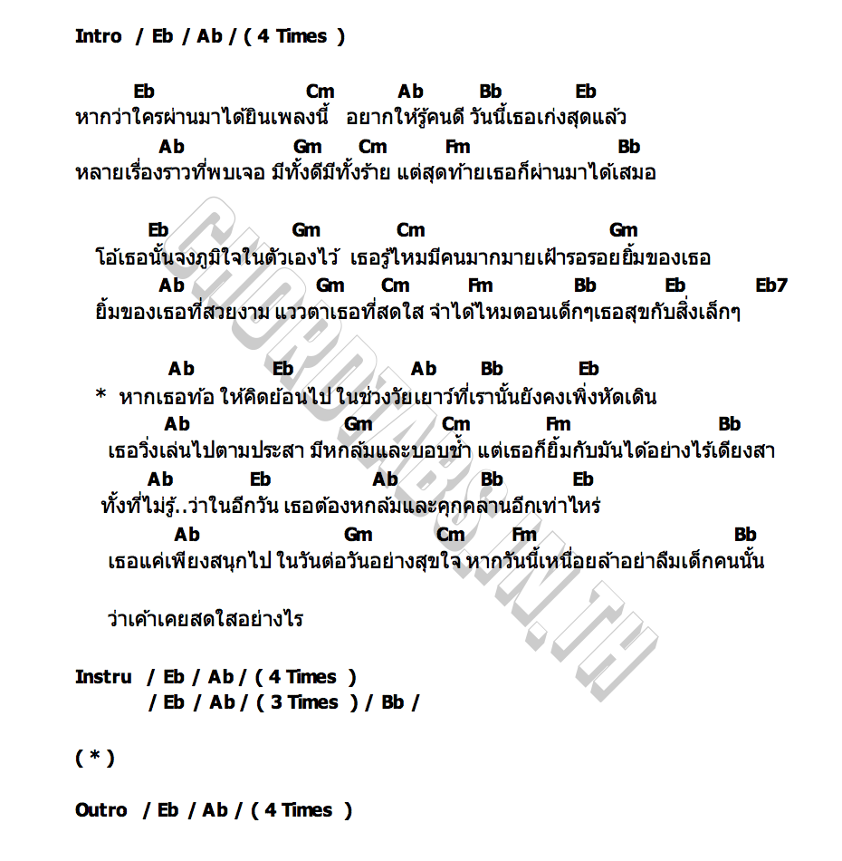 คอร์ด ความสดใสในวัยเยาว์ วงสวัสดี