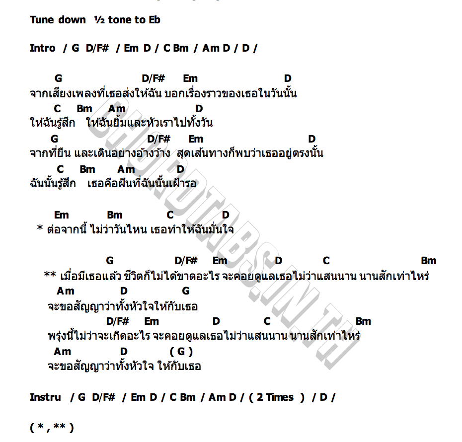 คอร์ด เมื่อมีเธอ ( with you ) BACKHAND
