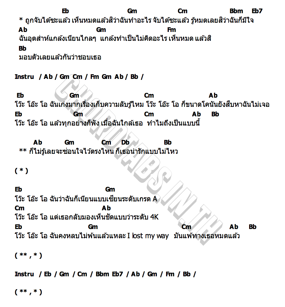 คอร์ด ถูกจับได้ซะแล้ว (Surrender) PINGPING PANPAN