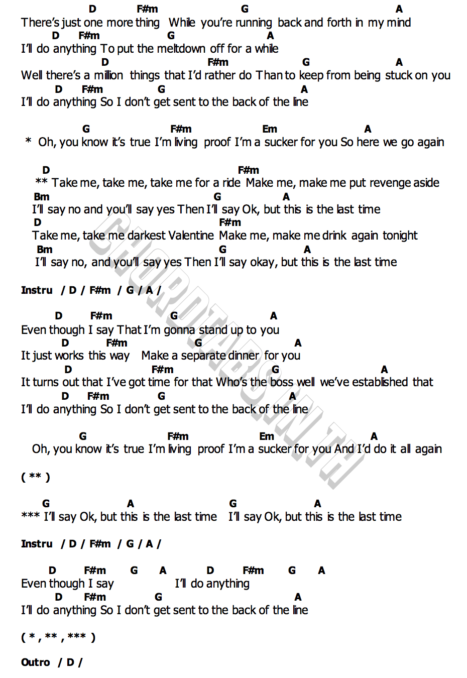 คอร์ด Ok  But This Is The Last Time The Offspring