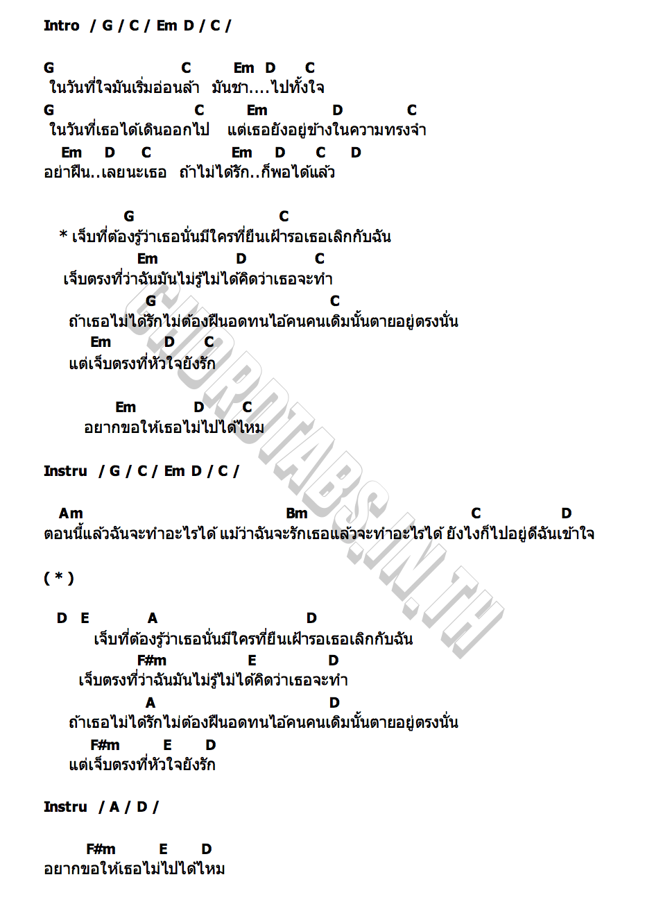 คอร์ด เจ็บที่ต้องรู้ นายแว่นตา x พัช เพลงโจร