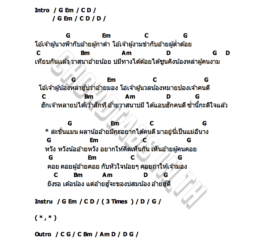 คอร์ด นางฟ้ากาดำ ไอดิน เลิศนรา