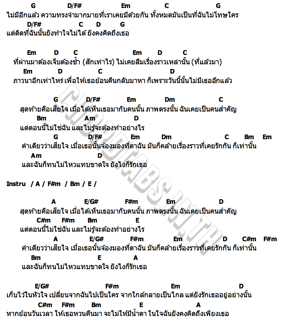 คอร์ด สุดท้ายคือเสียใจ (Hurt) THE GIGS