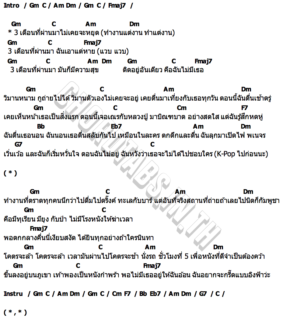 คอร์ด 3 เดือน (3 Months) TangBadVoice X deephordee