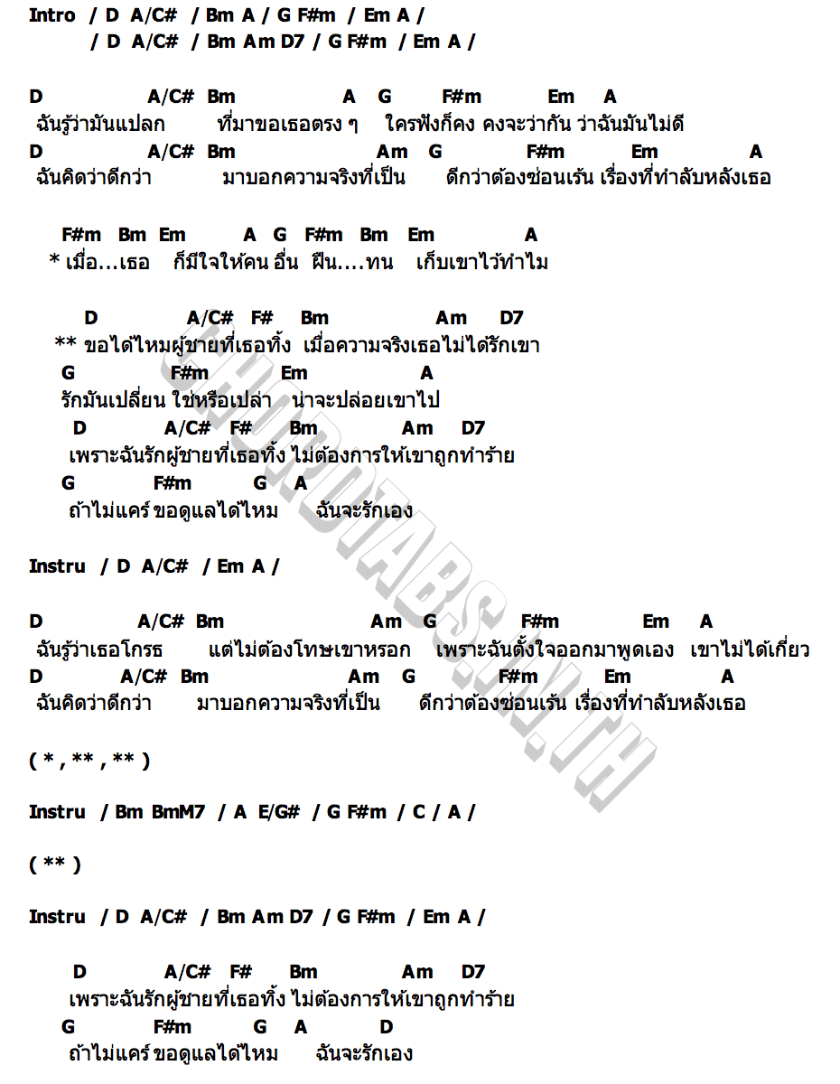 คอร์ด ขอได้มั้ยผู้ชายของเธอ 4EVE ( Cover)