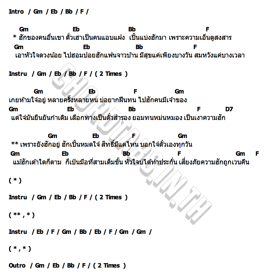 คอร์ด หัวใจฮอมปอย เต้ย อภิวัฒน์