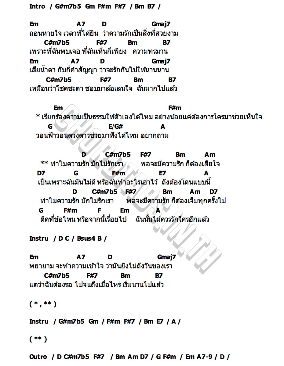 คอร์ด ความรักไม่รักเรา (Shattered) MOBYE