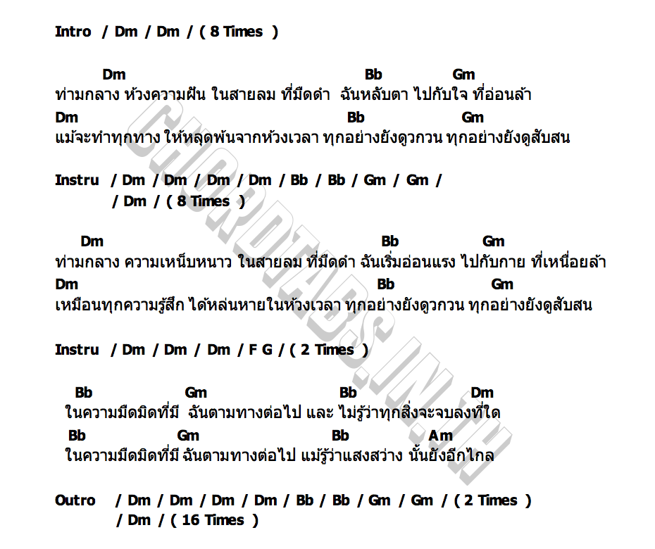 คอร์ด ความฝัน ความมืดดำ Cloud Behind