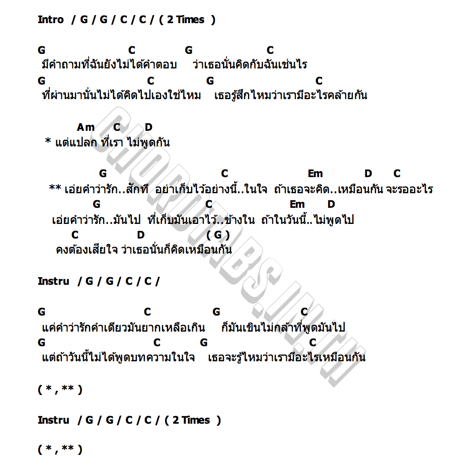 คอร์ด จะรออะไร น้ำเย็น