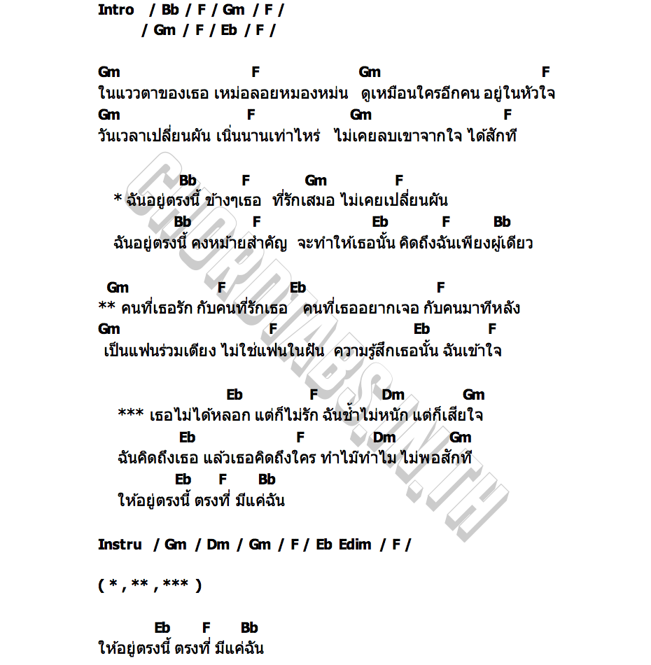 คอร์ด ไม่ได้หลอก แต่ก็ไม่รัก วงทัพห้า พาราฮัท