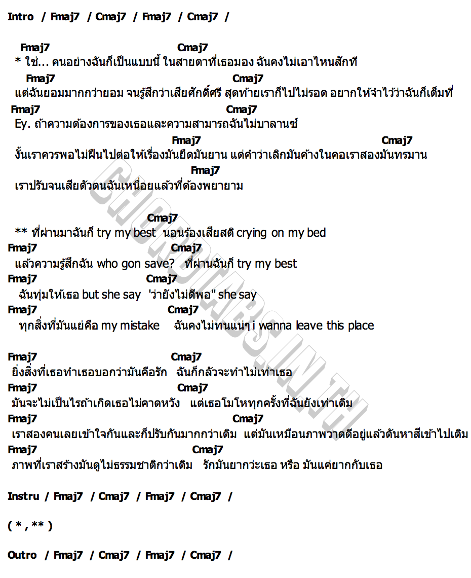 คอร์ด try my best TINE