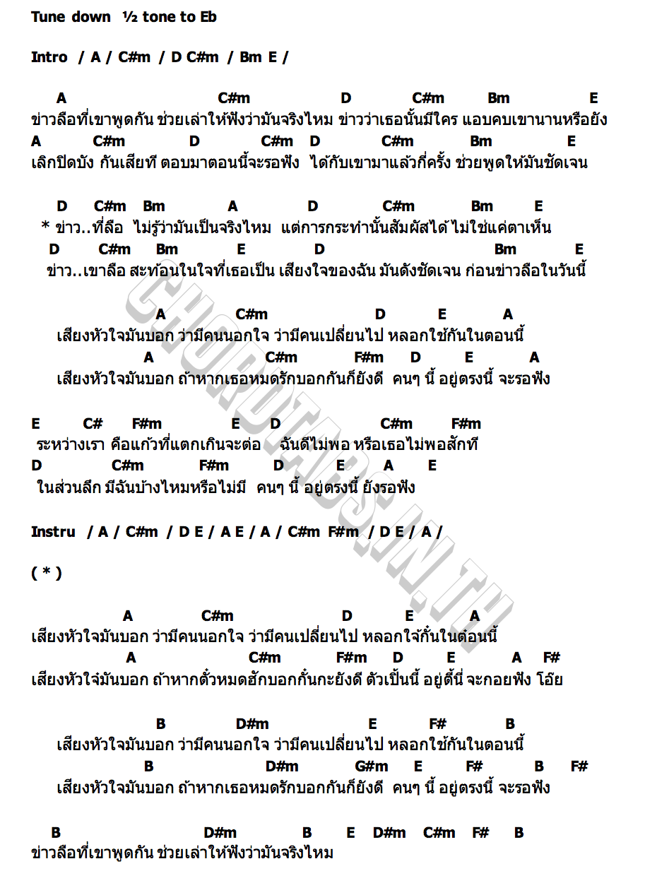 คอร์ด ข่าวลือ มินตรา น่านเจ้า