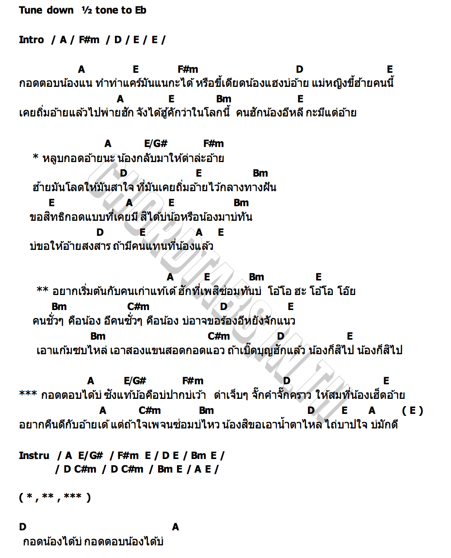 คอร์ด กอดตอบน้องแน หนิงๆ คำพะนาง