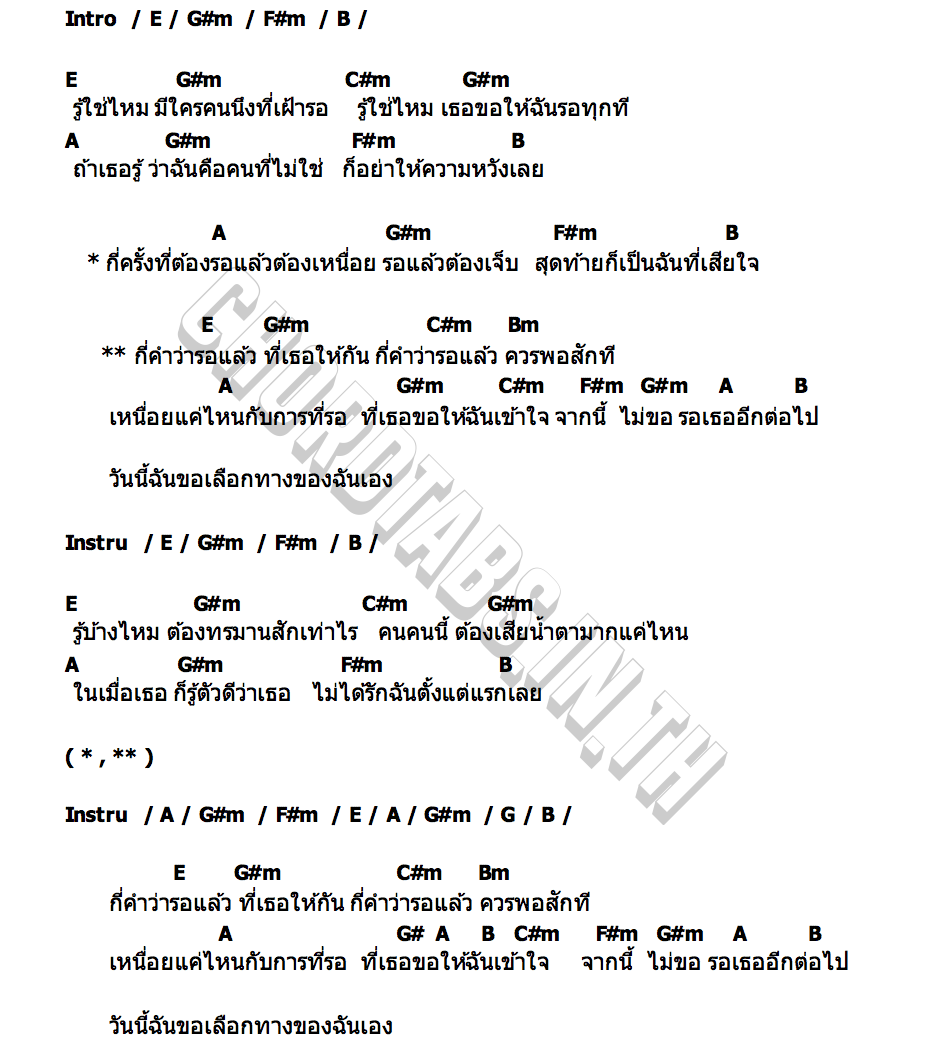 คอร์ด กี่คำว่ารอ BEAN NAPASON