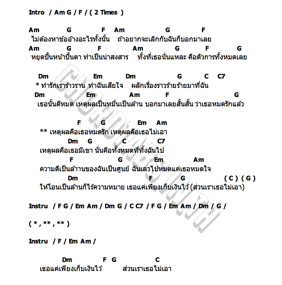 คอร์ด เหตุผลของคนหมดรัก PEET MODEL