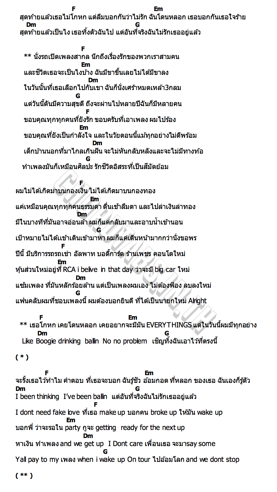 คอร์ด NO MORE LIE NICECNX