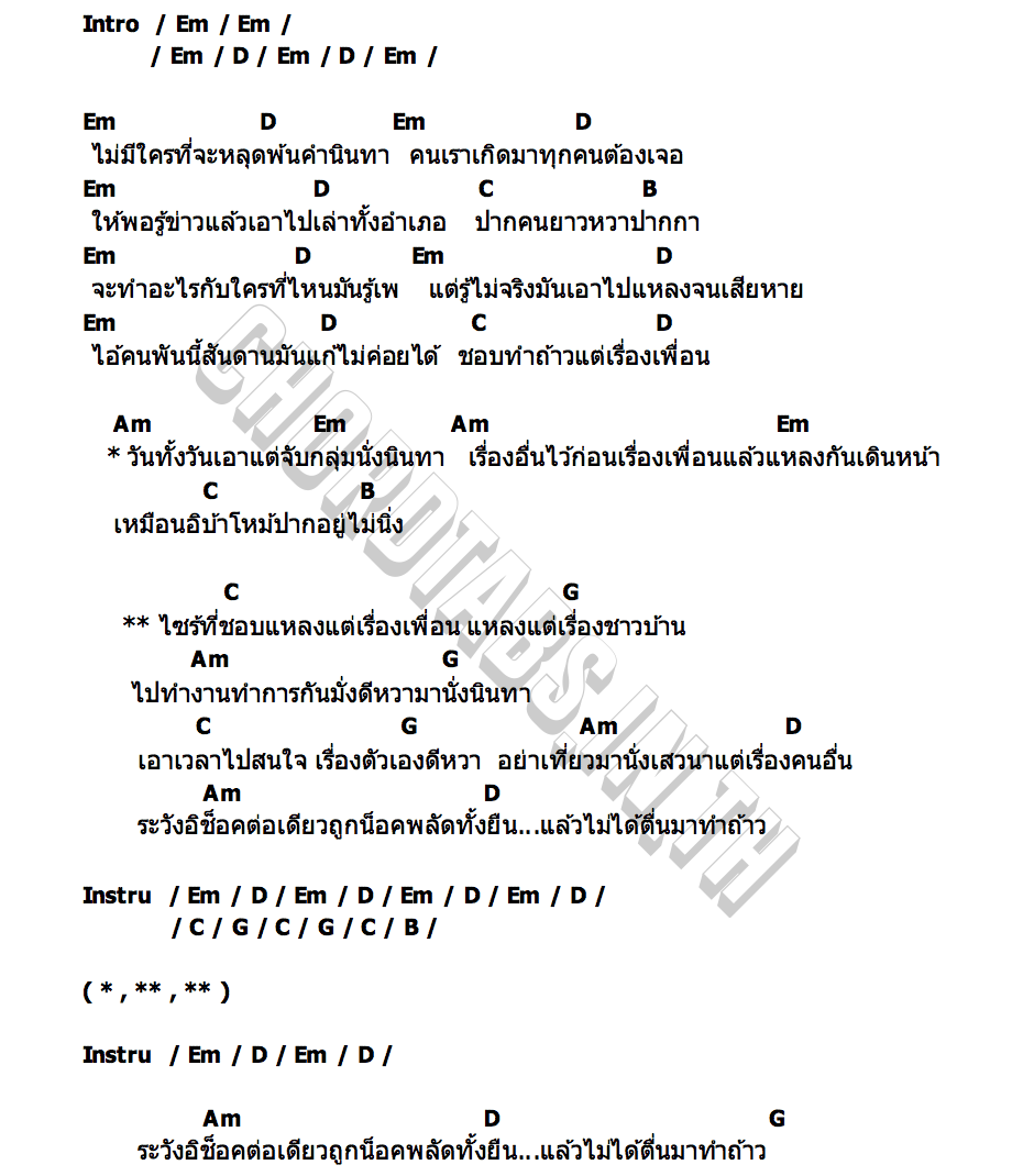คอร์ด แหลงเรื่องเพื่อน วงสายเสมอ