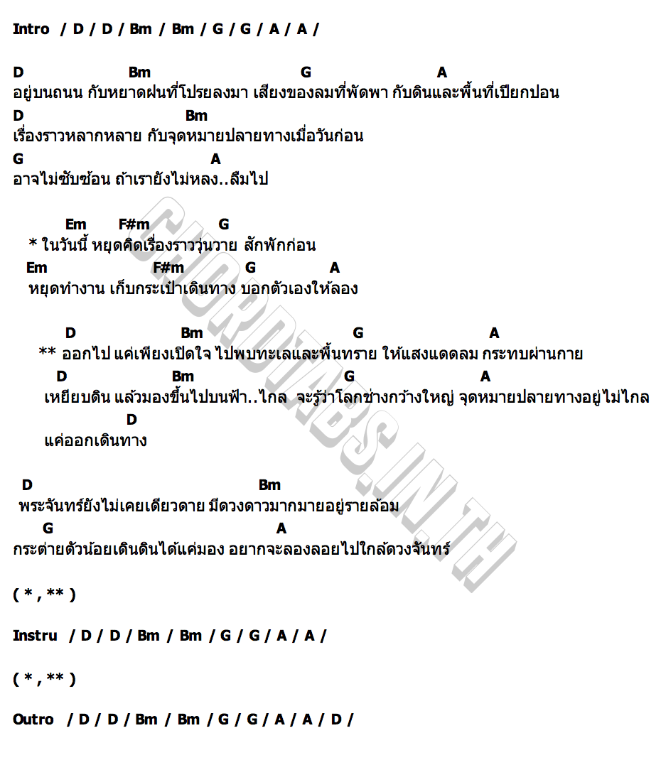 คอร์ด แค่ออกเดินทาง Payu Ride Away