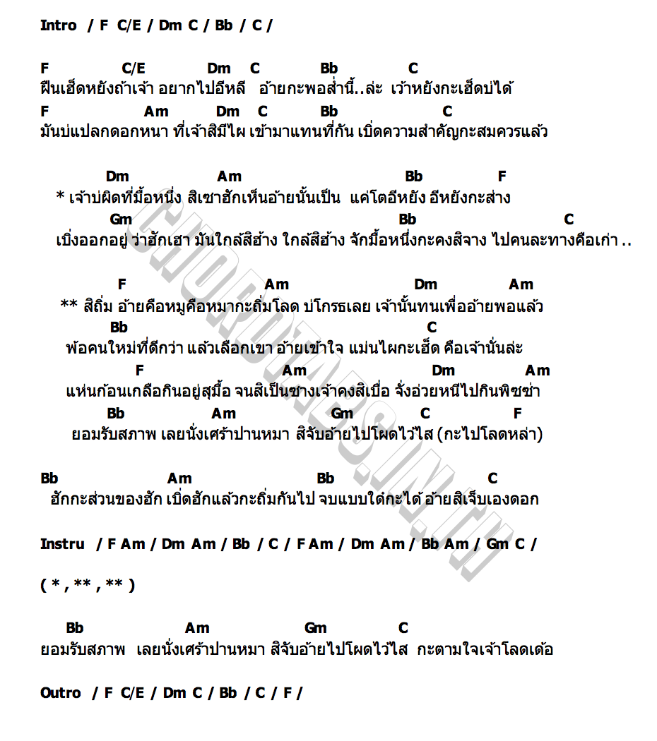 คอร์ด ถิ่มคือหมูคือหมา ปรีชา ปัดภัย