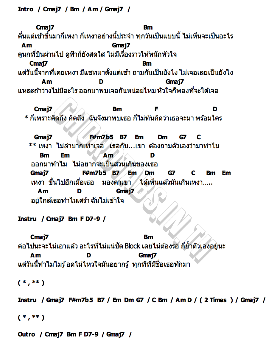 คอร์ด เศษหนึ่งส่วนเหงา (Lonelier) Minnie CAC