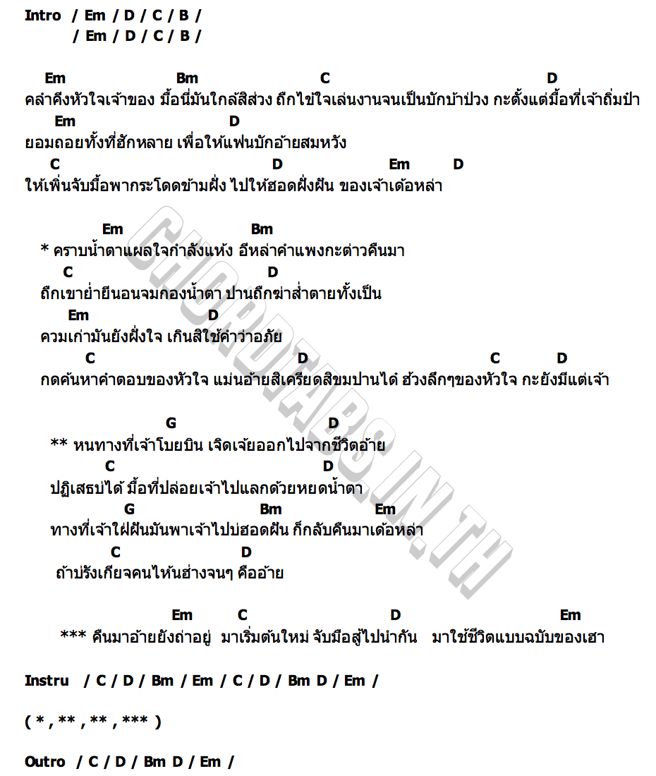 คอร์ด อ่วยคืน บ่าวกอล์ฟ พันพินิจ