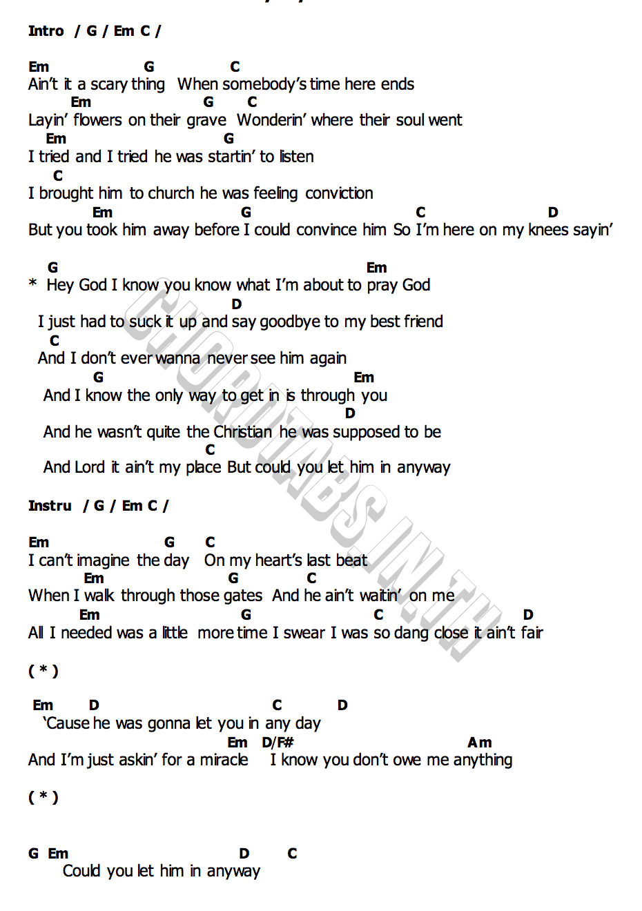 คอร์ด Let Him In Anyway Blake Shelton