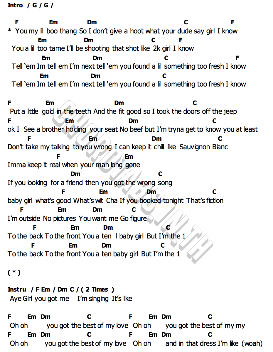คอร์ด Lil Boo Thang Paul Russell