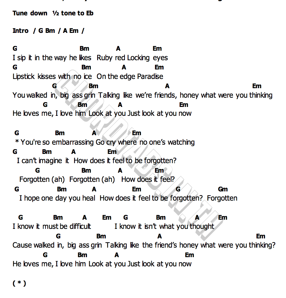 คอร์ด How Does It Feel To Be Forgotten Selena Gomez  benny blanco