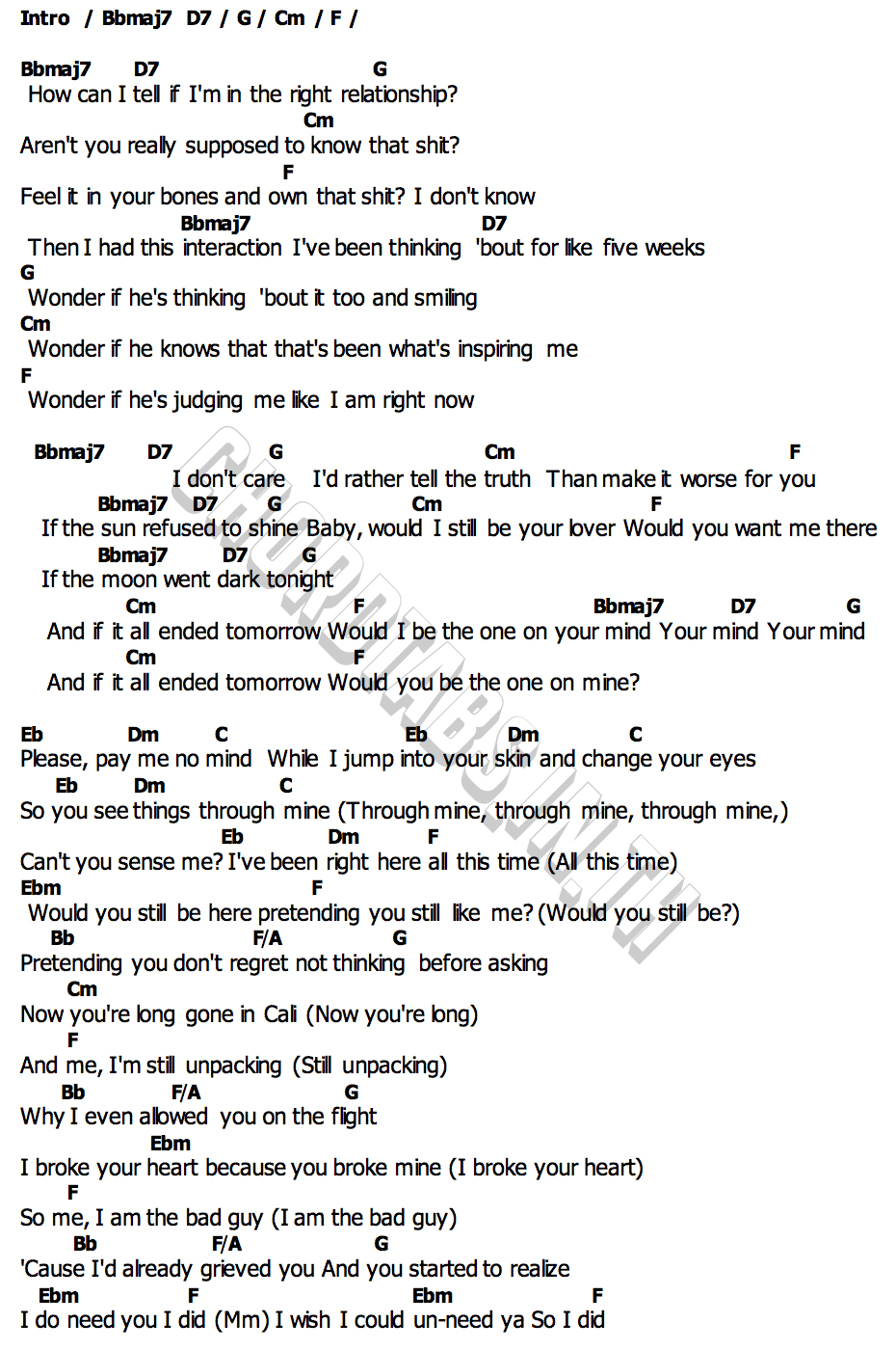 คอร์ด intro (end of the world) (extended) Ariana Grande