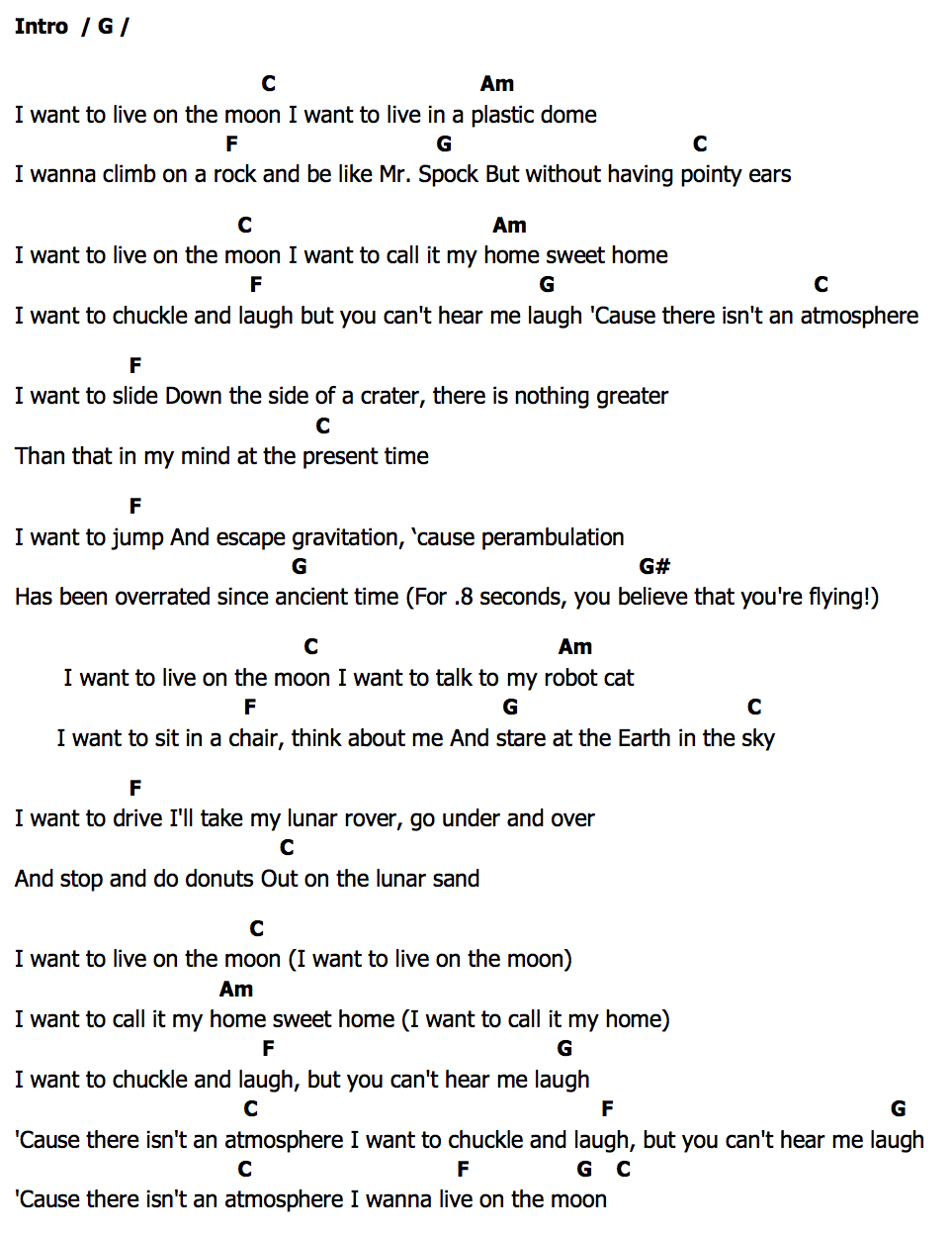 คอร์ด I Want To Live On The Moon Logan Whitehurst