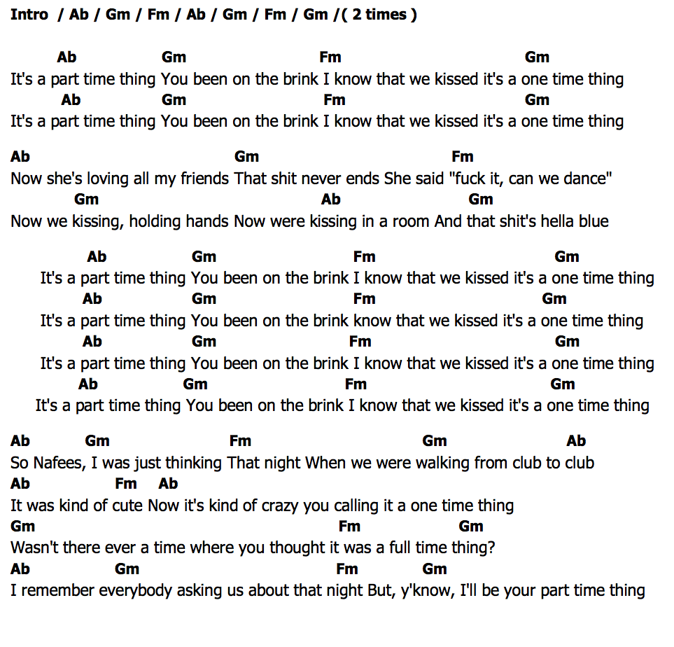 คอร์ด part time thing Nafeesisboujee