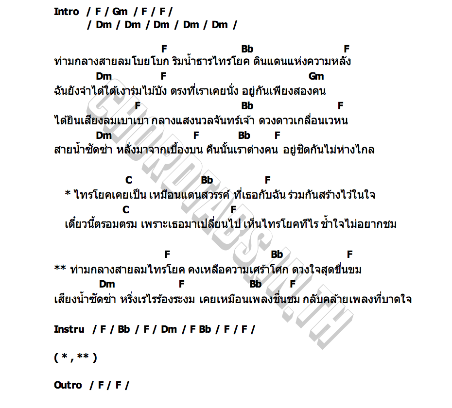 คอร์ด ไทรโยคแห่งความหลัง วงจันทร์ ไพโรจน์