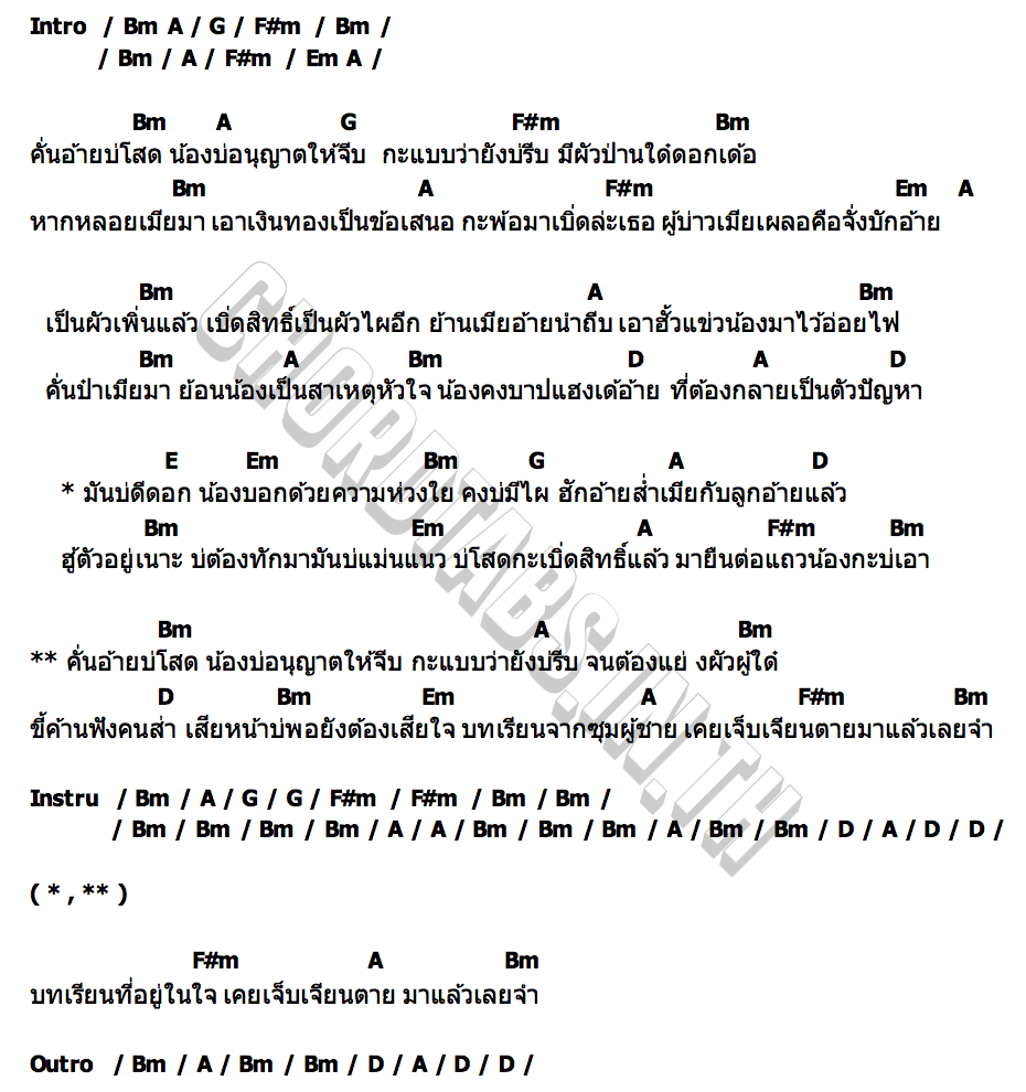 คอร์ด บ่โสดบ่อนุญาตให้จีบ ปลาย กนกพร